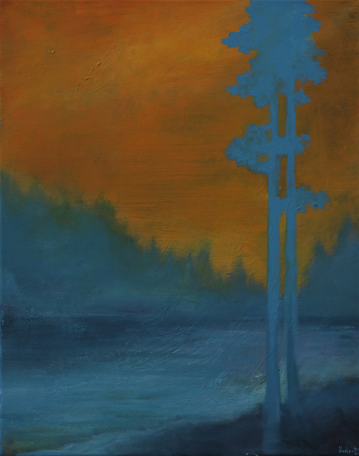 Returning Home at Sunset, maalaus, Nadja Mikkilä, 2022
