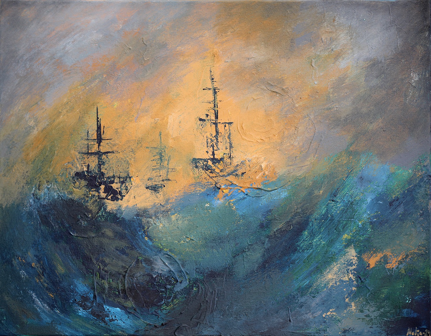Three Vessels, maalaus, Nadja Mikkilä, 2024